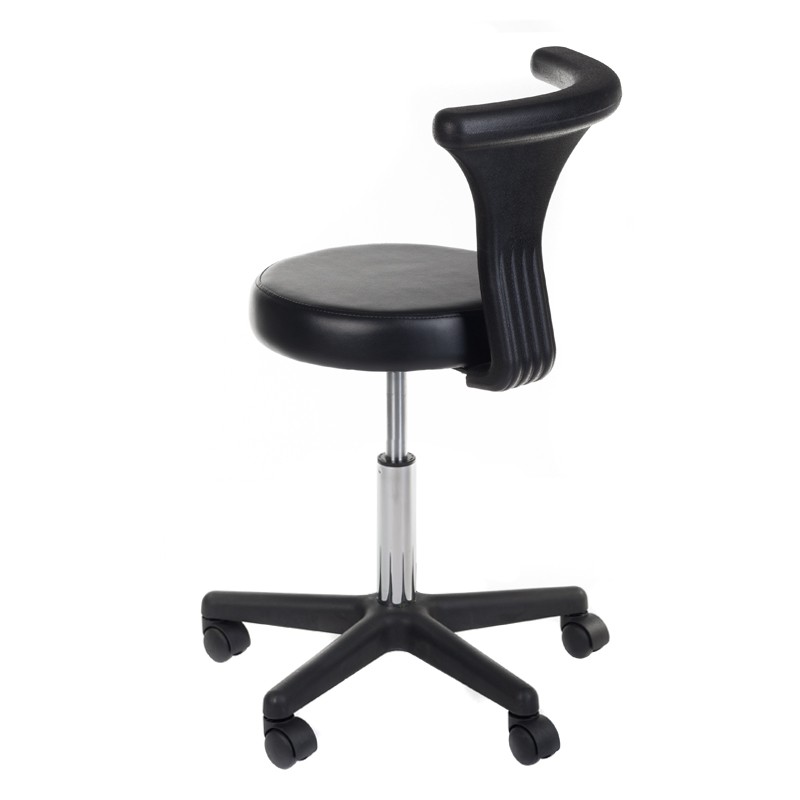 Black medical stool with casters